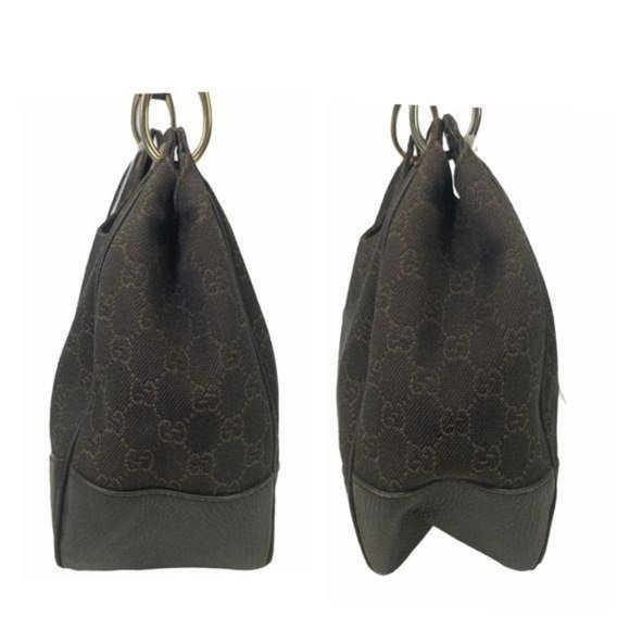 Authentic Gucci Shoulder Bag Brown Canvas Used GG Vintage Handbag - Picture 8 of 13